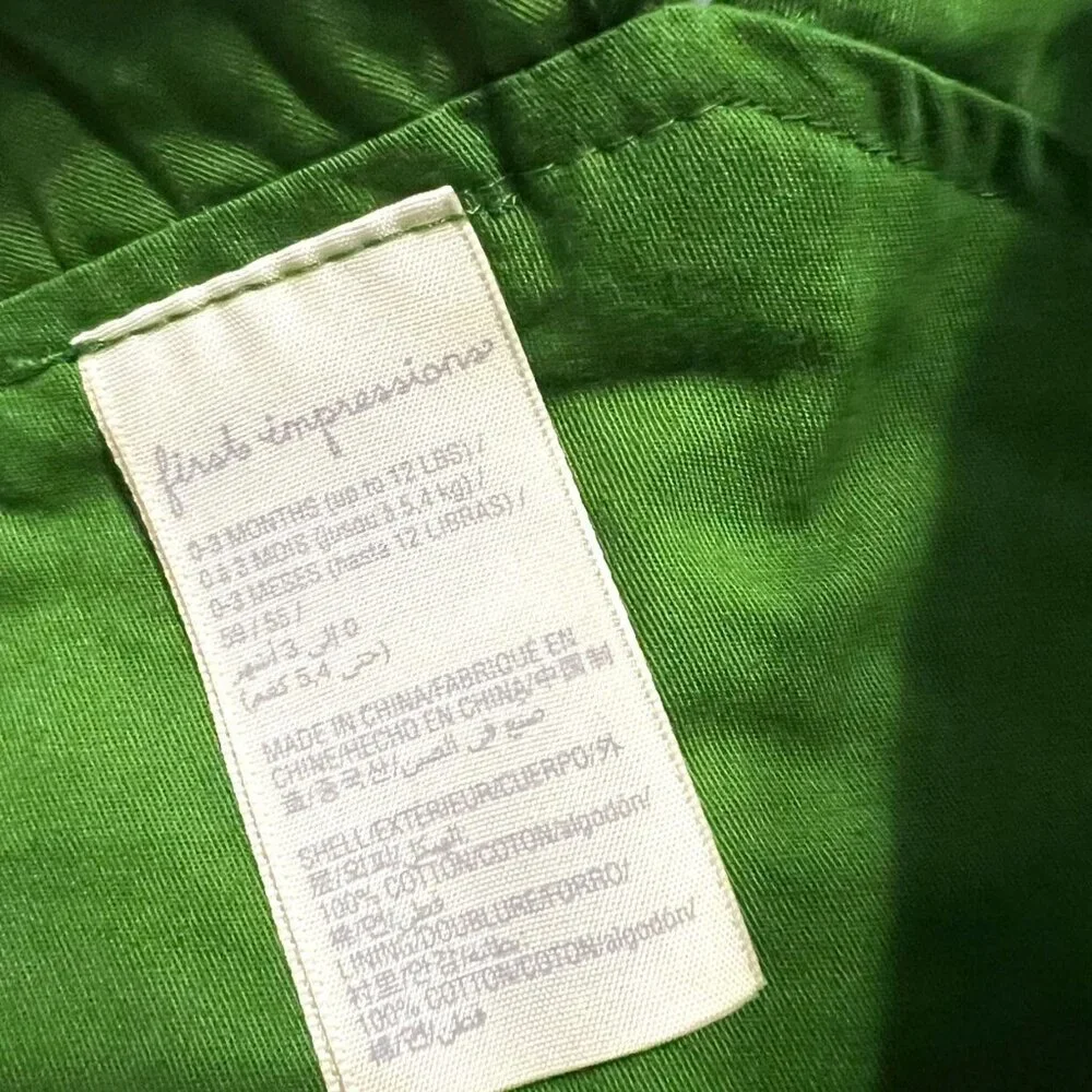 First Impressions 0-3m Green Seashell Shortall Overalls